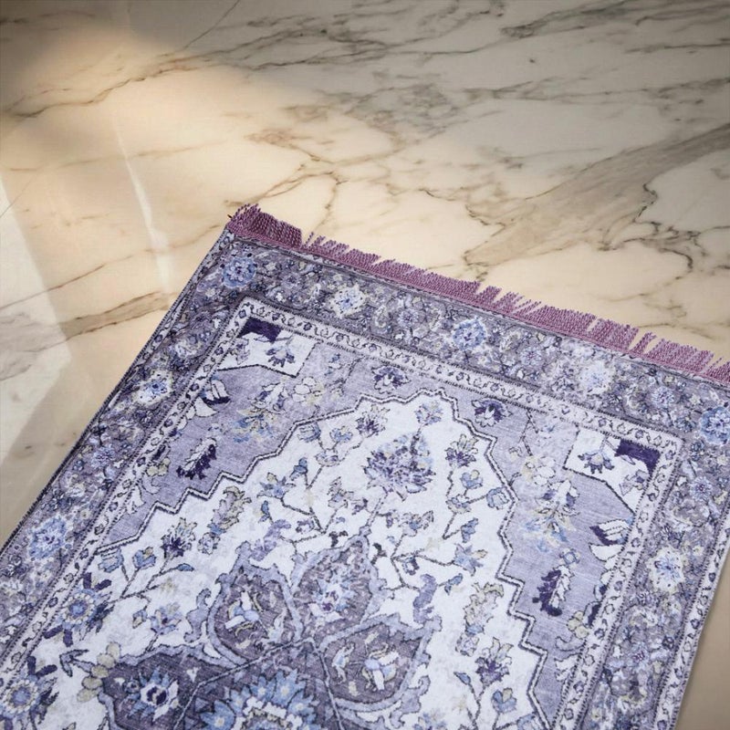 Melen Memory Foam Prayer Mat - Fajr - Gray - Cream - Image 4